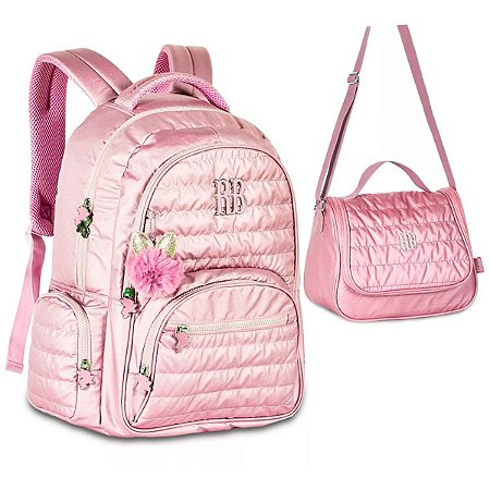 Kit Mochila Costas + Lancheira Térmica RB Crinkle Rosa