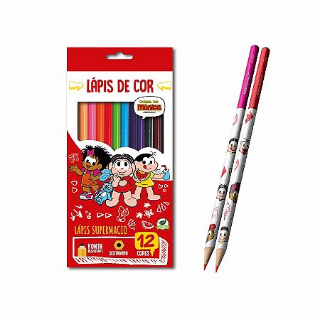 Lápis de cor Turma da Mônica 12 cores - Lyke