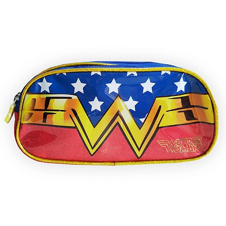 Estojo Duplo Wonder Woman Símbolo Azul e Vermelho