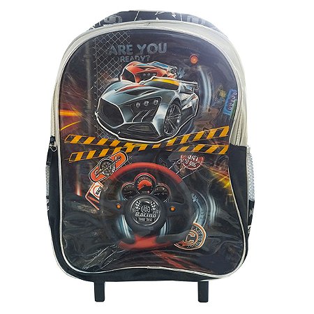 Mochila de Rodinhas Carrinhos Preto e Cinza AVARIA - Yepp