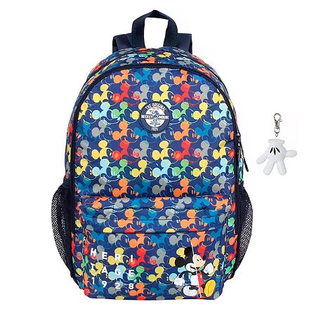 Mochila Escolar Costas Mickey Mouse + Chaveiro Cores