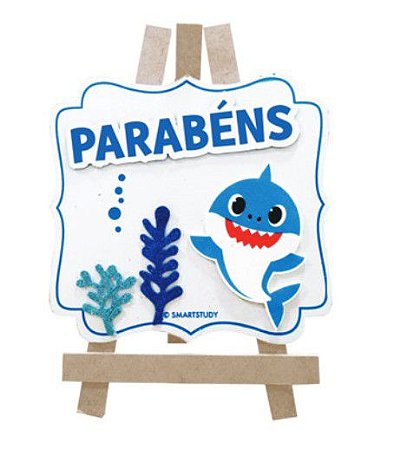 Placa Parabéns Baby Shark - Daddy Shark - Grintoy