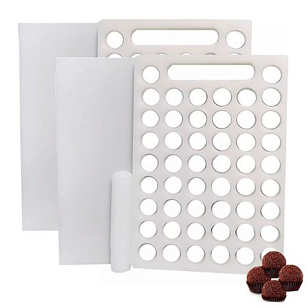 2Un Placa Porcionadora de Docinhos Brigadeiro 50 Furos 15G