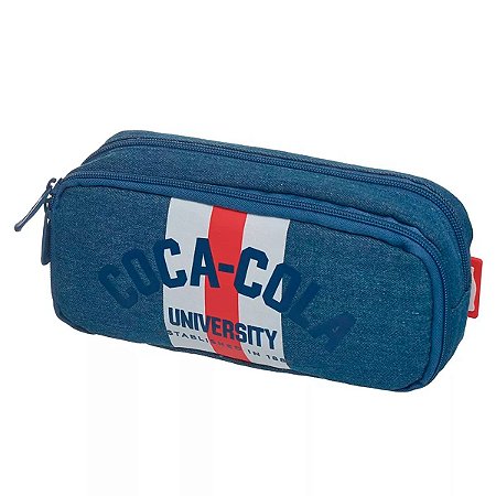 Estojo Escolar Duplo Coca Cola Azul Jeans - Pacific