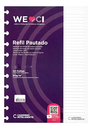 Refil Pautado Médio 90g - Caderno Inteligente