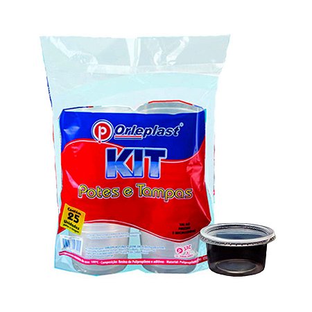 Kit Potes e Tampas 220ml 25Un Vai Ao Freezer e Microondas