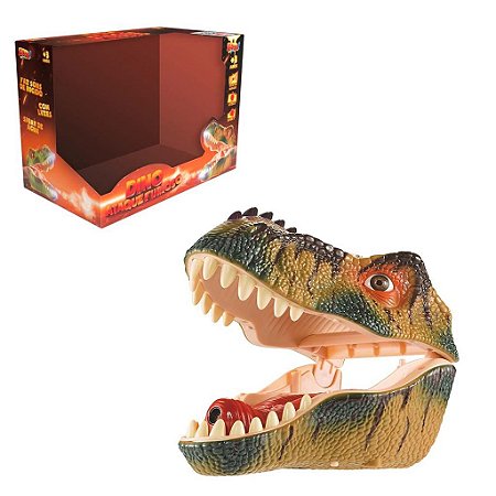 Brinquedo Dino Ataque Furioso Marrom Com som e luzes