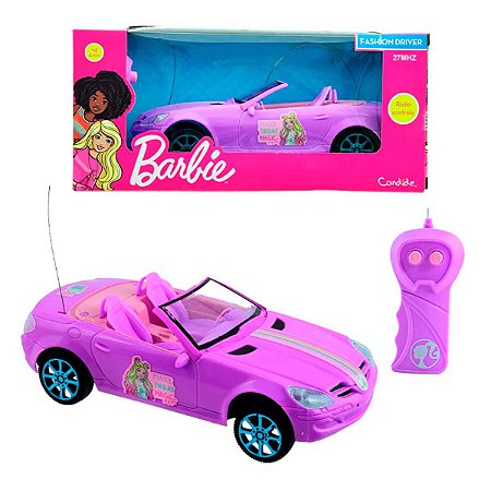 Carrinho da Barbie Rosa Controle Remoto c/ 3 Funções