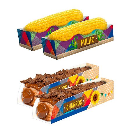 Caixas para Milho e Churros Festa Junina 50Un Tradicional