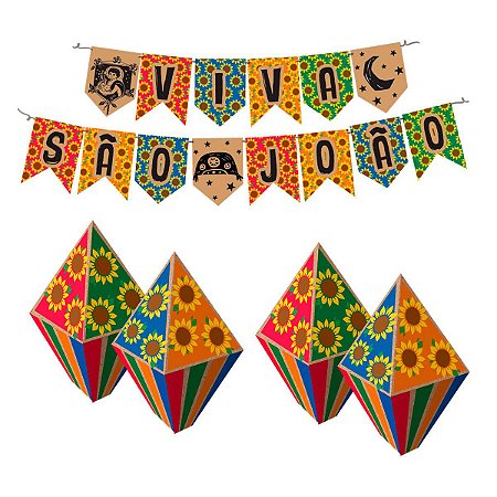 Kit Faixa Decorativa Festa Junina Sertão + Balão de Papel