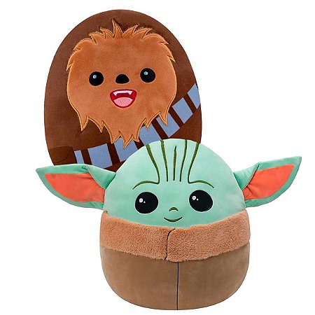 Almofadas Squishmallows Baby Yoda e Chewbacca 25cm