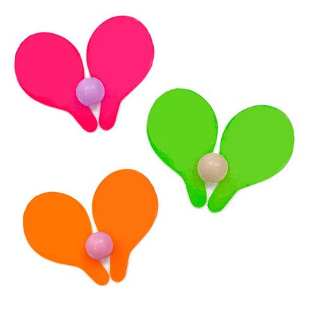 2 Raquetes e 1 Bolinha beach tennis Neon - Mini toys