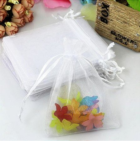 10 und Saquinho de organização Organza Branco Médio 12x17