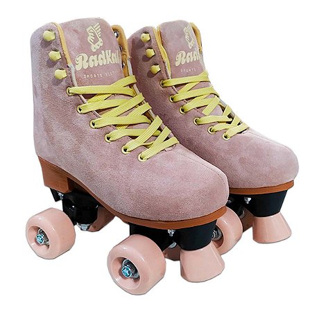 Patins Camurça Ajustável Rosa 4 Rodas California 31 a 34