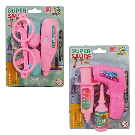 Brinquedo Super Saúde Acessórios Médicos Rosa - JR Toys