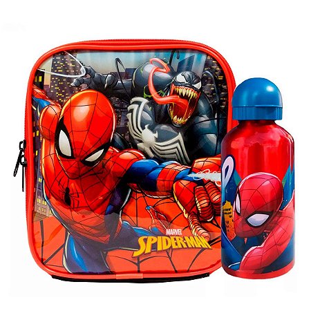 Lancheira Térmica + Garrafa 500ml Homem Aranha Escolar