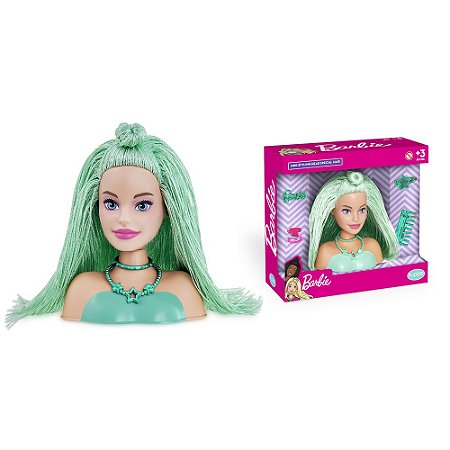 Barbie Mini Styling Head Special Hair Verde Cabelo de tricô