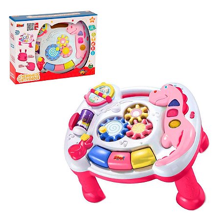 Mesa Infantil Bebê Atividades Rosa com Luzes e Música - Zooptoys