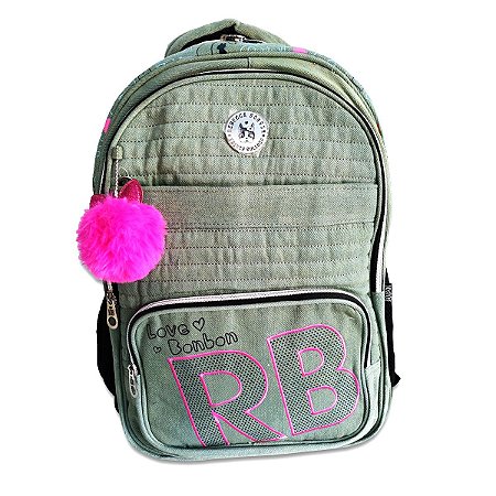 Mochila Escolar Costas Jeans Verde Rebecca Bonbon