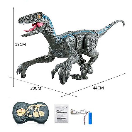 Dinossauro Velociraptor Controle Remoto 7 Funções ZoopToys