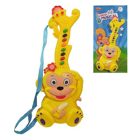 Guitarra Linha Musical Amarelo Macaquinho Com Alça