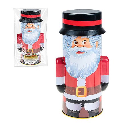 Lata Natalina Decorativa Papai Noel c/ Tampa 24,5X8,5cm 1,1L