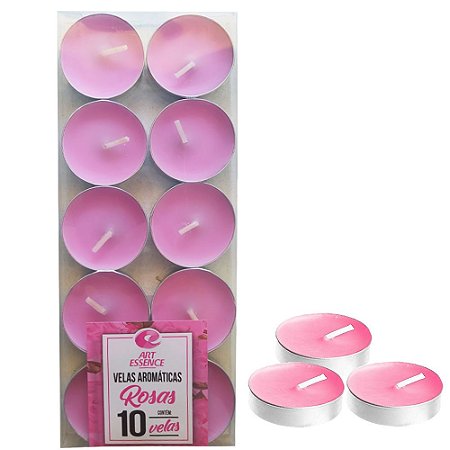 10 Velas Aromáticas Art Essence Cheiro de Rosas