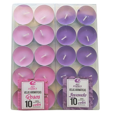 20 Velas Aromáticas Art Essence Lavanda e Rosas Perfumada