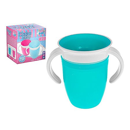 Copo de Treinamento de Silicone Antivazamento 210mL - Azul