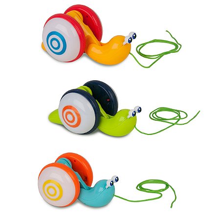 Brinquedo Bichinho de Puxar Caracol c/ Musica e Luzes