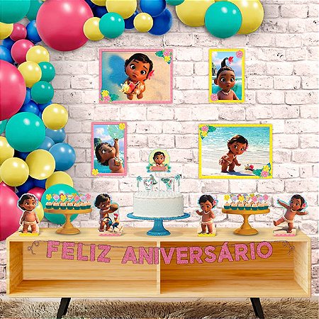 Kit Festa Mesversário Festa Moana Baby - Pic Art Personalizados