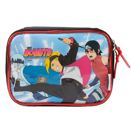Estojo Box Escolar Boruto Vermelho Infantil 100 Pens Luxcel