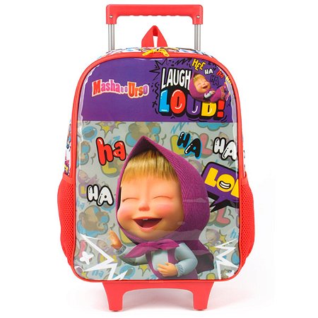 Mochila de Rodinhas Escolar Masha e o Urso Vermelho - Luxcel