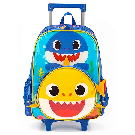 Mochila de Rodinha Baby Shark Azul Escuro Infantil - Luxcel