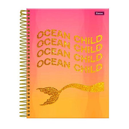 Caderno Univ Ocean Child 80 Folhas Sereia - Foroni