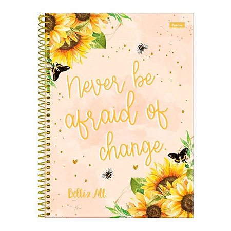Caderno Argolado Univ Never be Afraid 160F 10 Materias