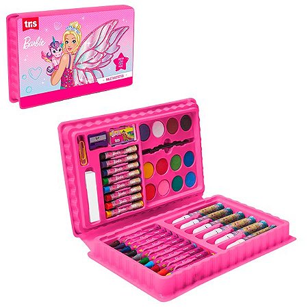 Maleta de Pintura Artística Barbie Rosa 42 Peças - Tris