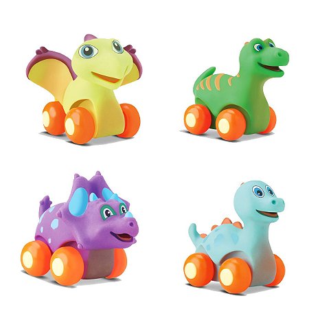 Brinquedo Carrinho Dino Verde + Verde lima + Azul + Roxo