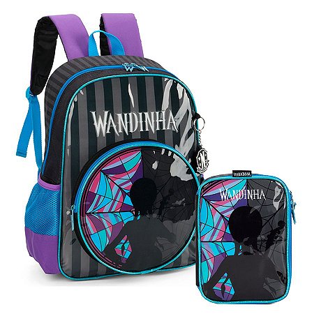 Mochila De Costas + Estojo Box Wandinha Violoncelo Preto