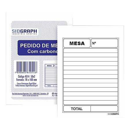 Bloco Pedido de Mesa Com Carbono 11x8