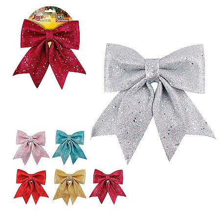 Laco Shine com Gliter Decoração Natal 19x22cm 1Un - Cores