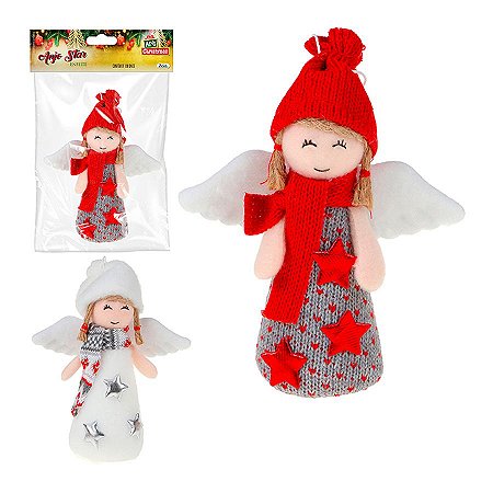 Enfeite Anjo Roupa Com Estrela 17cm 1Un - Cores