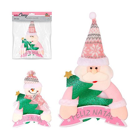 Enfeite de Porta Noel e Boneco de Neve Fam Cherry 26cm 1Un