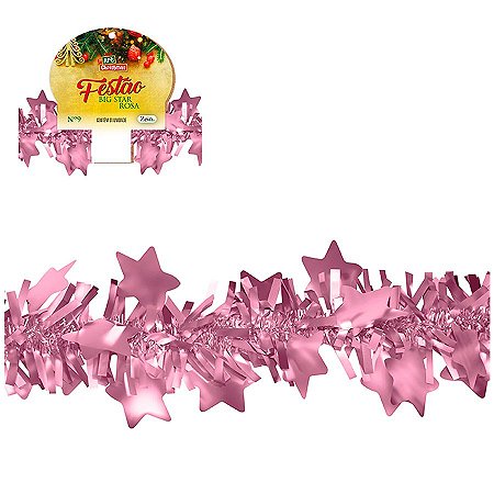 Festao Big Star Rosa Decorações Natal 9cmx2M