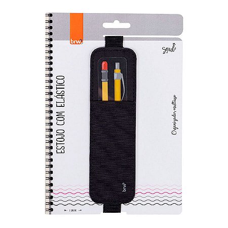 Estojo de nylon elástico p/ Caderno - Preto
