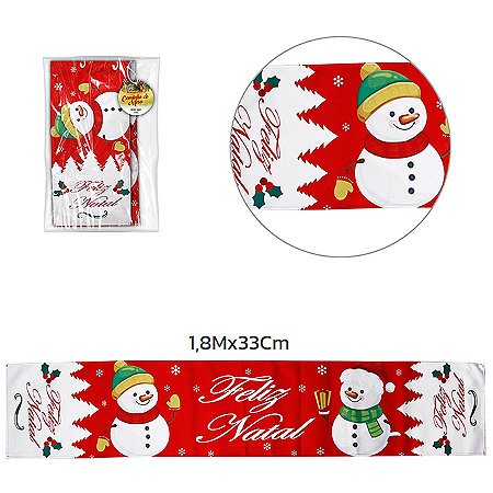Caminho De Mesa Boneco Decoração Natal 1,8Mx33Cm