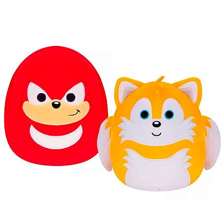 2Un Almofadas Squishmallows Pelúcia Tails e Knuckles 20cm