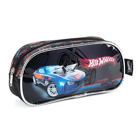 Estojo Escolar Hot Wheels Preto - Luxcel