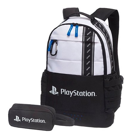 Kit Mochila de Costas + Estojo Playstation G Dual Branco