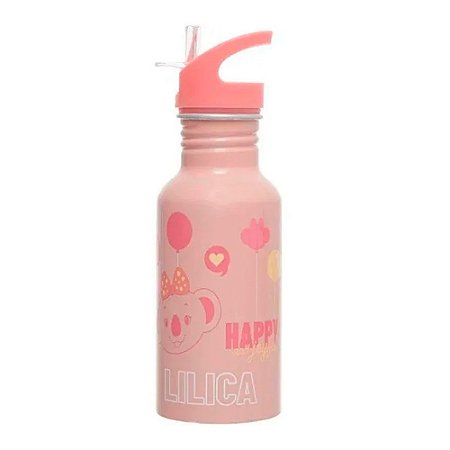 Garrafa Alumínio Lilica Ripilica Happy 500ml - Rosa Claro